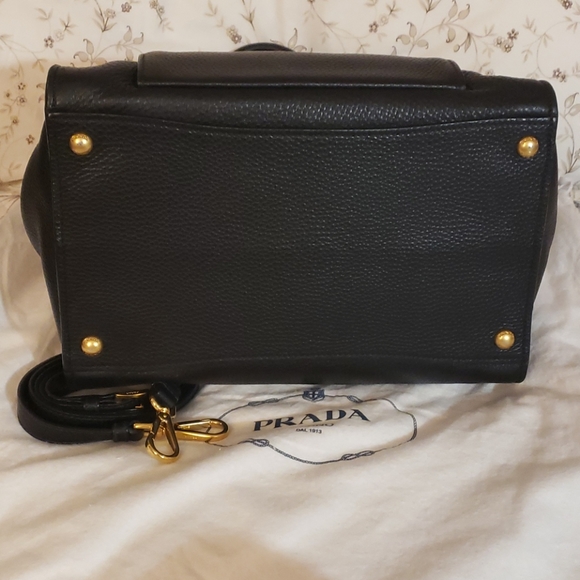 Prada Black Pebble Leather Top Handle Tote - Picture 6 of 12